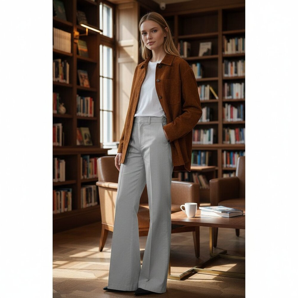 G.H. Bass  Stretch Wide Leg Trousers Plus 14R Grey NWT